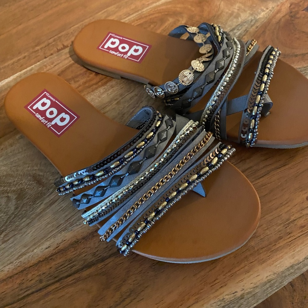 NWOT beaded boho sandals